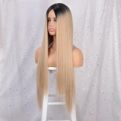 Wholesale 28inch Ombre Blond Synthetic Long Straight Lace Wigs