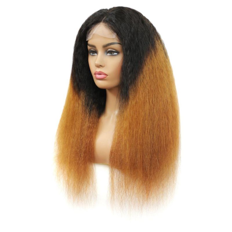 Kbeth Human Hair Wig Two Tone for Sexy Black Women 2021 Fashion Custom Brown Black Color 20 Inch Remy Virgin Brazilian Kinky Straight Hair Extension Wig Vendor