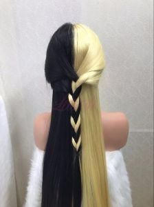 Half Blonde Black Long Straight Full Lace Human Hair Wigs