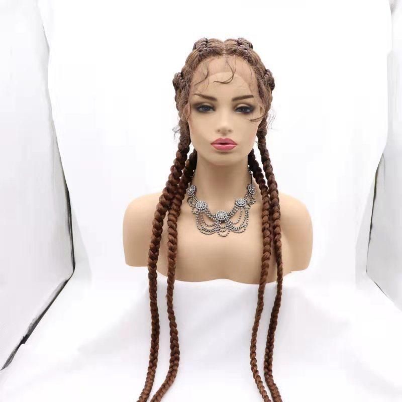 Wig Braided for Women Wholesale African Synthetic Micro Braided Lace Front Wig Cornrow Hair Braided Wigs for Black Women