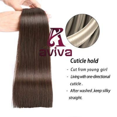 Aviva Hair Extension Tape in Human Hair Extensions 2# 16 Inch Brazilian Straight 20PCS for Women Beautry Tape in Hair Extension
