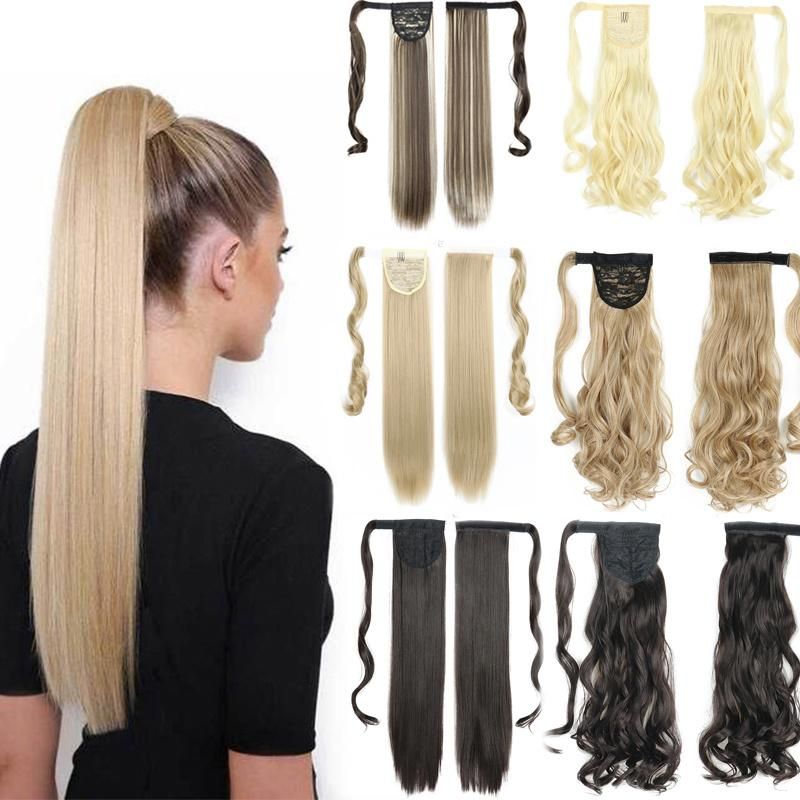 Kbeth 22′′ Long Straight Wrap Around Clip in Ponytail Hair Extension Heat Resistant 2021 Fashion Different Colors Available Synthetic Pony Tail Dropshipping