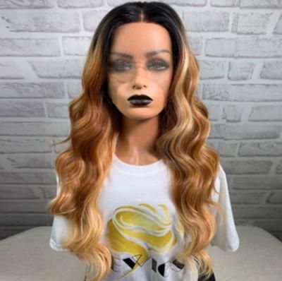 Long Wavy Wigs for Women Blonde Wig with Brown Synthetic