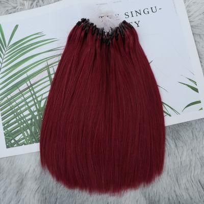 Wholesale Peruvian Human Hair Red Color Micro Loop Hair Extensions