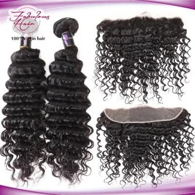 Best Quality Human Hair Vendors Deep Wave Bundles with Frontal