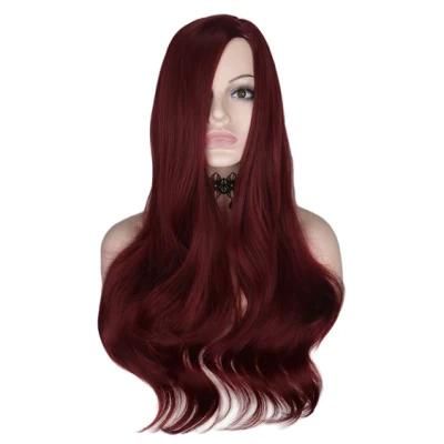 Ombre Long Wavy Wig Natural Two Tone Middle Part Heat Resistant Fiber Hair Synthetic Wigs for Women 26 Inches