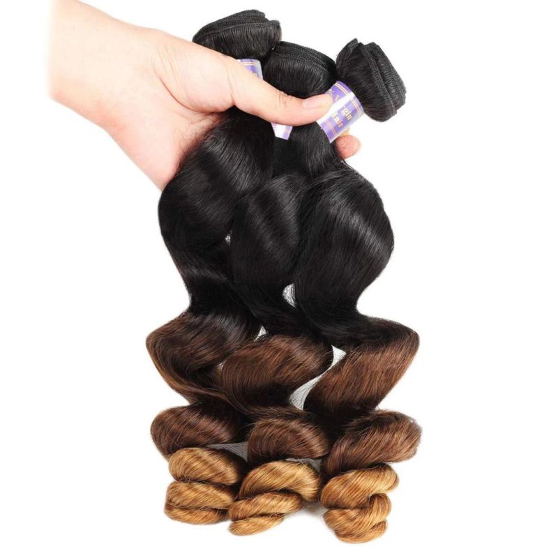10A Brazilian Loose Wave 3 Bundles Remy Virgin Hair Ombre Hair Extensions Human Hair Weave Bundles 3 Tone 1b/4/27