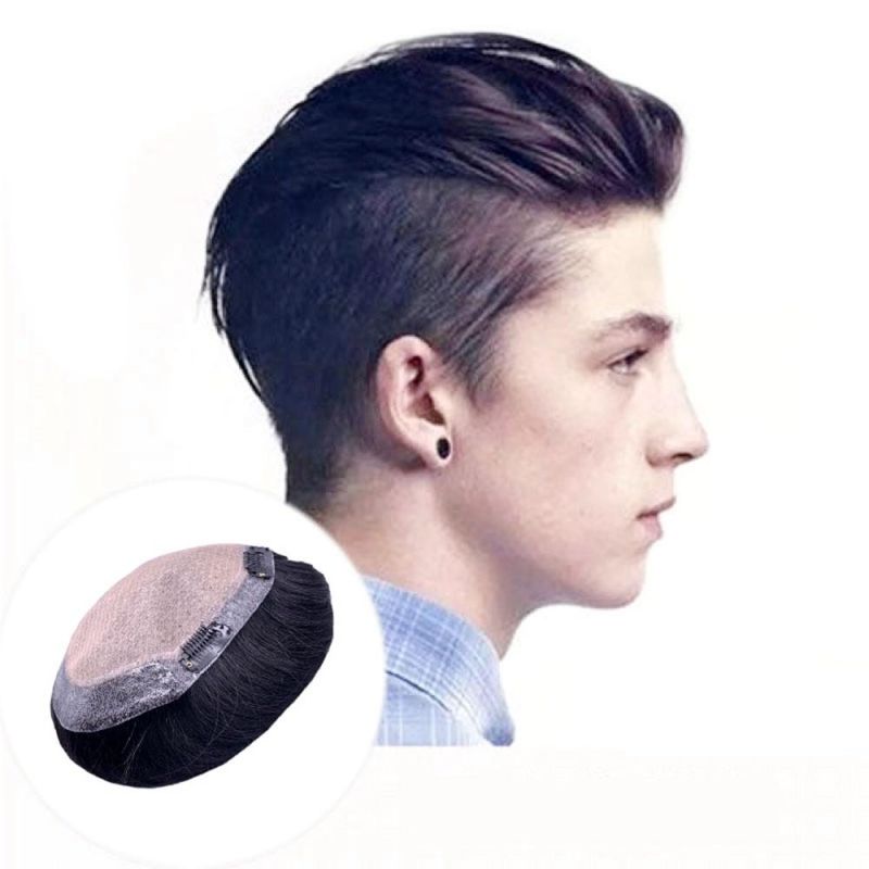 Kbeth M07 Human Wigs 40% Gray Mens Toupees with Gray 2021 Fashion Human Hair Toupee for Men Made in China