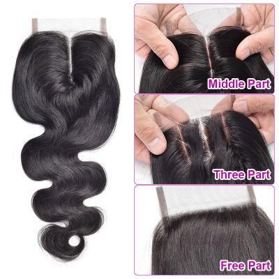 Virgin Hair Lace Closure Human Hair Bundles with Closure