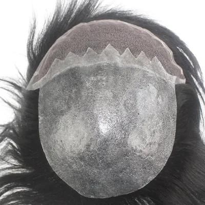Injected Thin Skin with Lace Front Natural Human Hair Replacement Systems