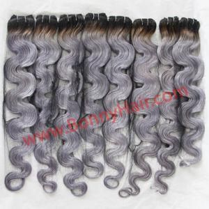 Body Wave European Human Hair Ombre T1b/Grey Hair Extension Weaving