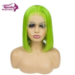 Grass Green Color Bob Style 10 Inch Lace Front Wig Brazilian Human Hair Wigs