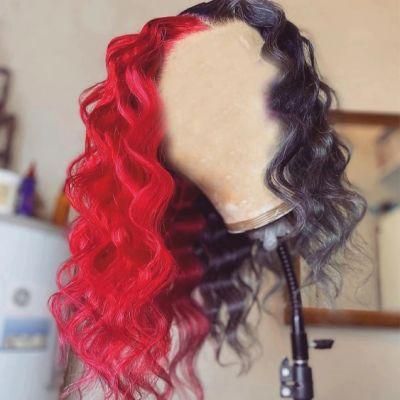 Multi-Color Deep Wave Frontal Wig Preplucked Colored Short Bob Wig Brazilian Transparent Lace Front Human Hair Wigs for Women