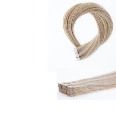 Hair for Woman 22&quot; Tape in Human Hair Extensions 100g Real Remy Skin Weft Ombre Light Brown to Bleach Blonde #10/613 Pack of 40PCS
