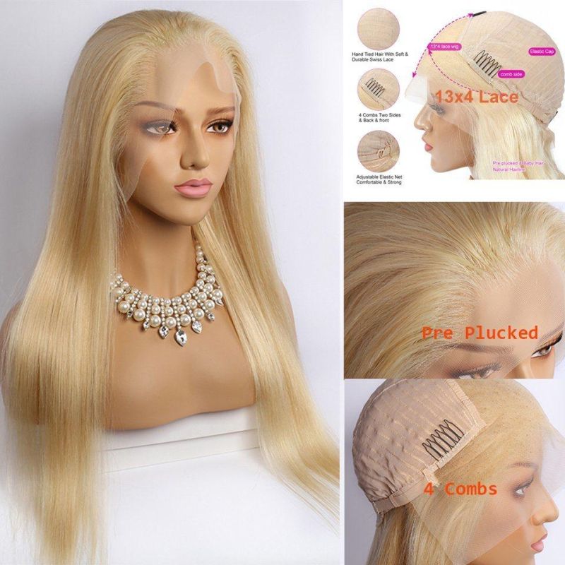 Wholesale 613 Blonde 13X4 Lace Frontal Wig Cheap Brazilian Remy Long Straight Hair Lace Front Wig Human Hair Wigs for Woman