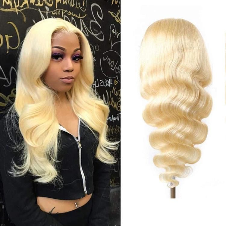 Top Quality Raw Hair Pre Plucked Glueless Body Wave Human Hair Blonde Full Lace Wig in Stock Light Color 613 Wigs
