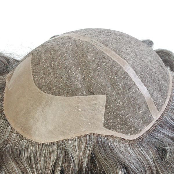 Lw644: Human Hair Custom Made Mono Base Curly Grey Brazilian Hair