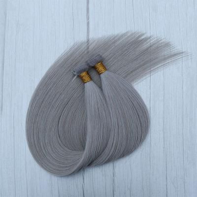 Ombre Grey Raw Unprocessed Double Drawn European Flat Hair Bundles Hair Extension