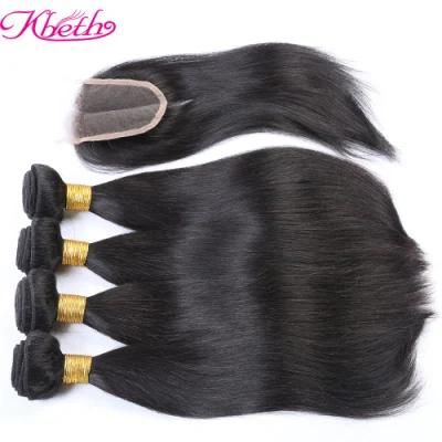 Kbeth Straight Hair Bundle with Closure Hot Sale Unprocessed Natural Color Brazil 2021 Human Hair Weft From China Factory