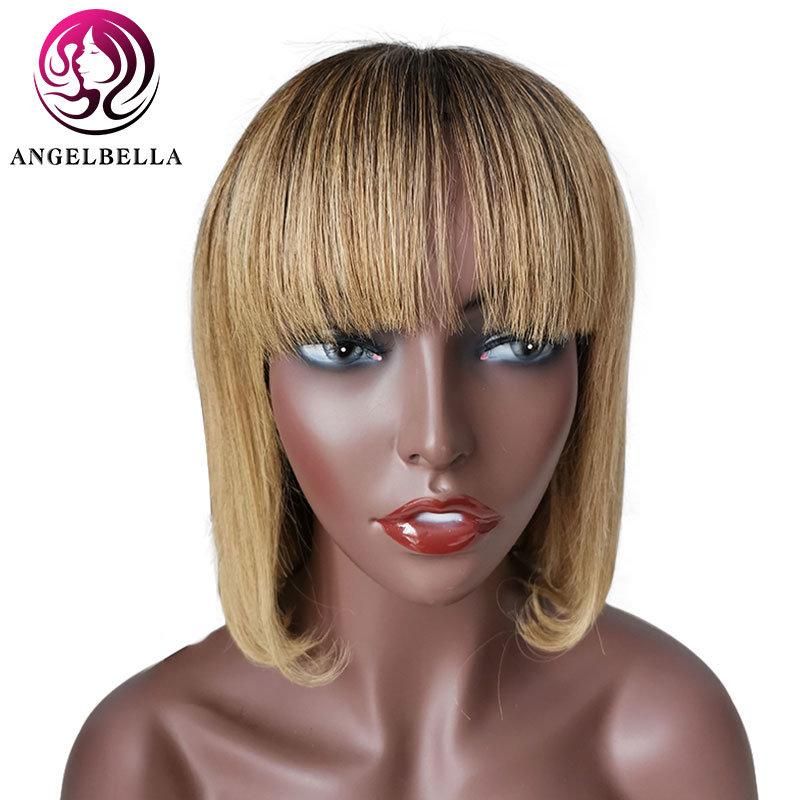 Angelbella 13*4 Frontal Wig Glueless Cheap Remy African American Human Hair Bob Wigs