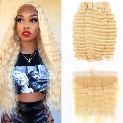 Kbeth 613 Bundles with Lace Frontal Brazilian Deep Wave Human Hair Remy Blonde Bundles with Closure 13*4 Lace Frontal Closure