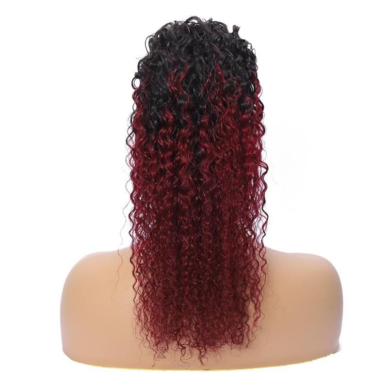 Water Wave Ponytail Human Hair Extensions Drawstring Ponytails Remy Hair Color 1b-99j Wine Red Hair