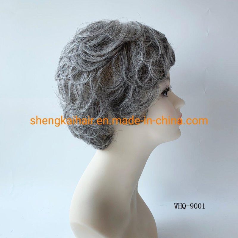 Wholesale Full Hand Tied Synthetic Hair Grey Hair Women Wig