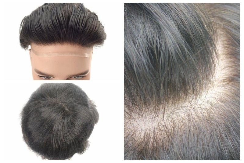 Full Lace Toupee with Clip Virgin Human Hair Swiss Lace