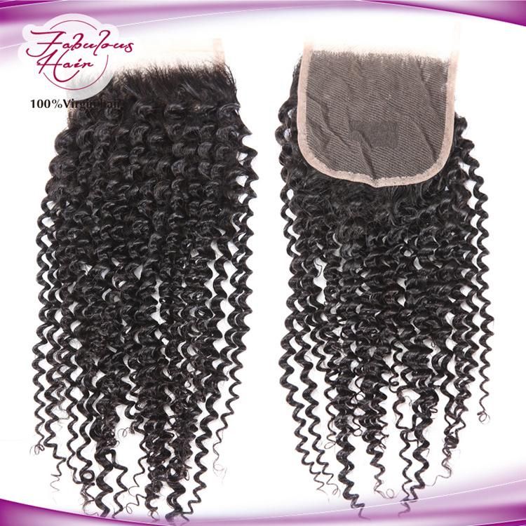 4*4 Kinky Curly Brazilian Natural Human Virgin Hair Lace Closure