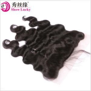 Charming Cambodian Body Wavy Human Hair Double Drawn #1b Color Silk Lace Base Frontal 13*4 Large in Stock