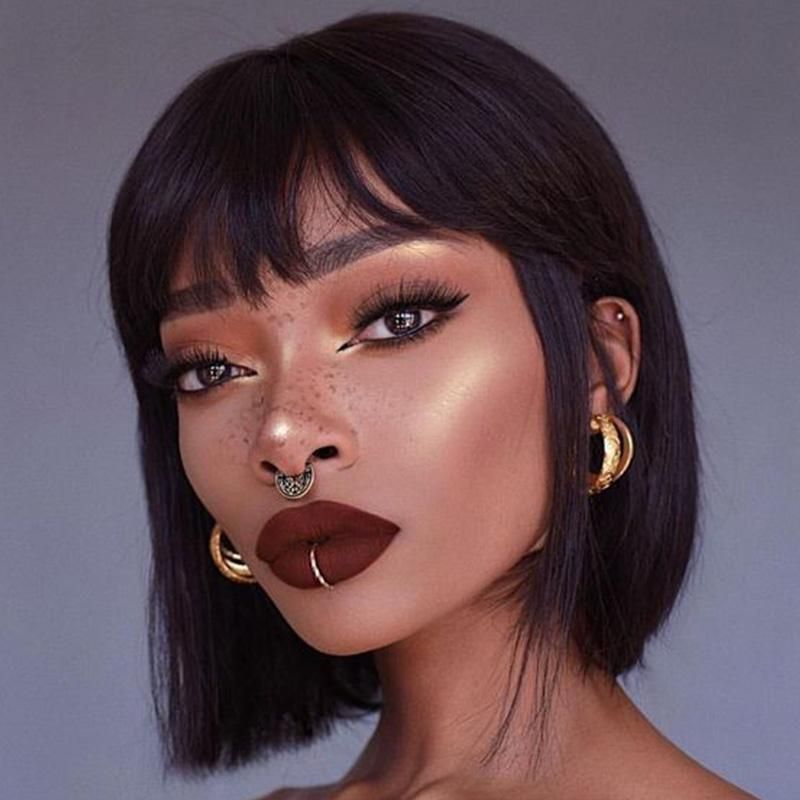 Kbeth Sewing Machine Made Human Hair Wig Without Lace for Black Woman 2021 Cheap Price Short Straight Hair Factory Machine Making Bob Wig with No Lace Wholesale