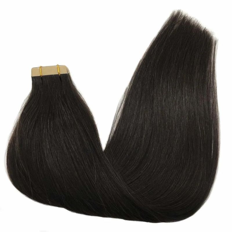 20 Inch Tape in Hair Extensions Human Hair Natural Black Tape in Hair Extensions 20PCS 50g Remy Human Hair Extensions for Women