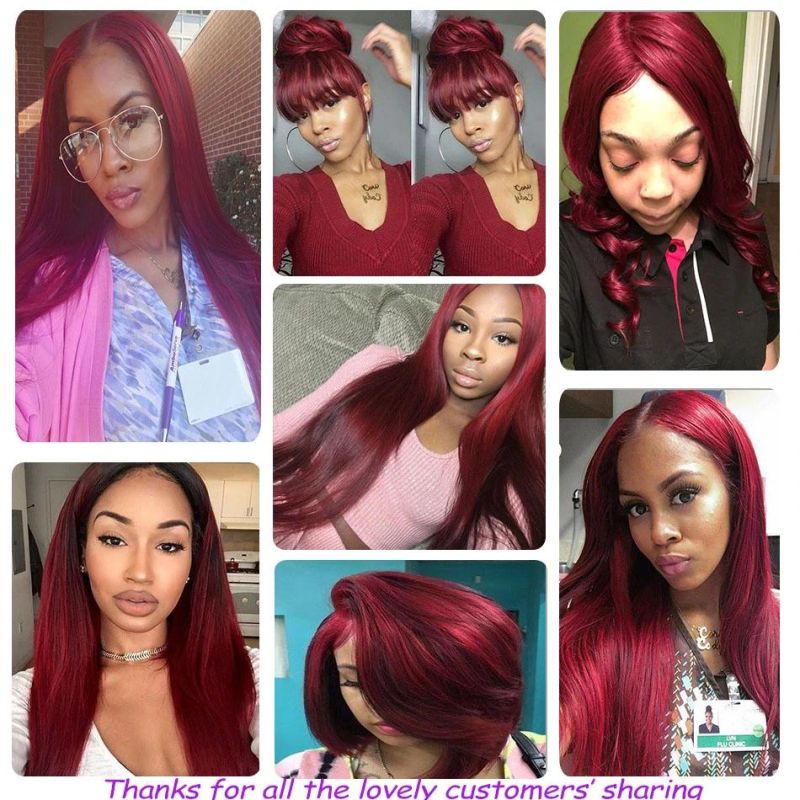 Bold Red 99j Burgundy Brazilian Straight Hair 3 Bundles with Closure Human Hair Weave with Closure Remy Hair Notangle