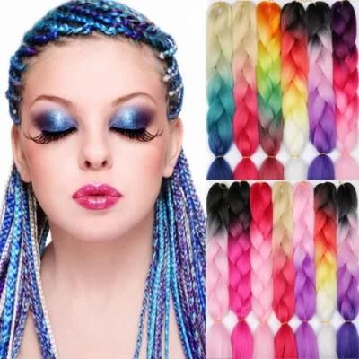 Kbeth All Colors in Stock 100g 24inch Ombre Africa Hair Extension Jumbo Braid Synthetic Good Quality Hair for White Woman in Stock