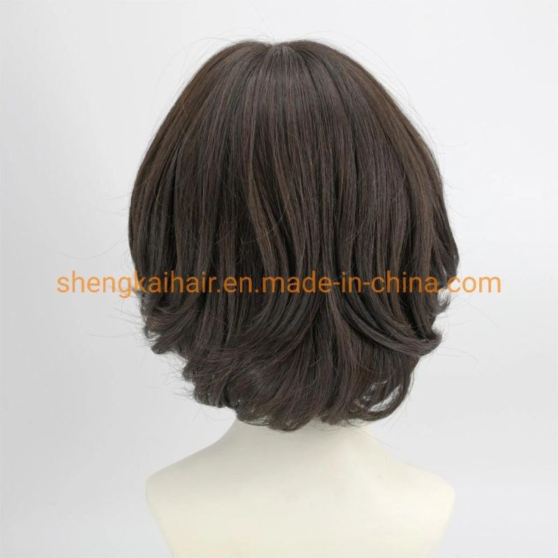Wholesale Good Quality Handtied Human Hair Synthetic Hair Mix Ladies Wigs 557