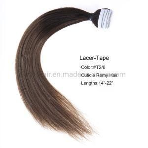 T#2-6 Hot Human Hair Extensions PU Tape in Hair Silky 16inches Color Brown