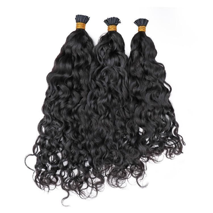 Wholesale 12A Natural Color Water Wave 100% Raw Cuticle I Tip Hair Extensions