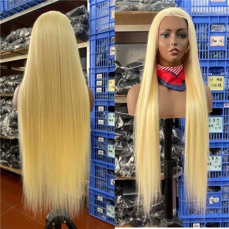 100% Cuticle Aligned Virgin Brazilian Human Hair Lace Front Wig with Baby Hair, Remy 613 Transparent Lace Frontal Human Hair Wig