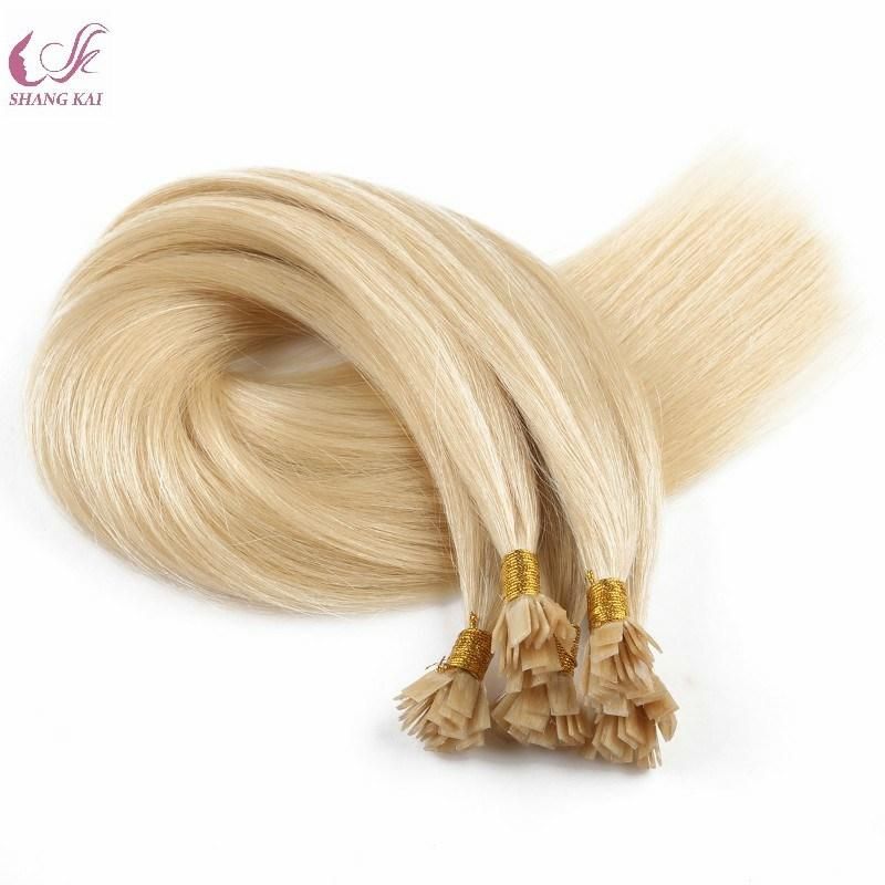 Hot Sale Pre-Bonded Flat Tip Hair Extension Wholesale 100% Brazilian Remy Human Hair Raw Virgin Blond Color 613