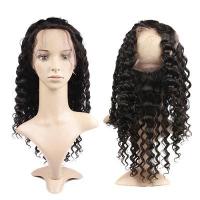 Kbeth Brazilian Deep Wave Hair Pre Plucked 360 Lace Frontal Closure with Baby Hair Human Remy Hair Closure Free Part Natural Color Closure