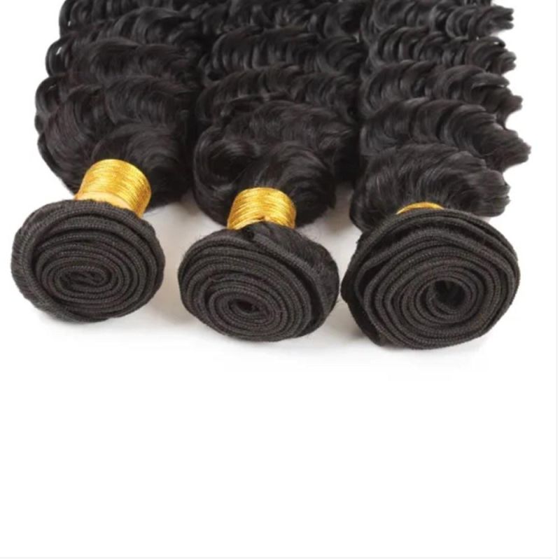 Brazilian Deep Wave Bundles with Closure Remy Human Hair Tight Curly Can Be Dyed Deep Wave 3 Bundles with Closure