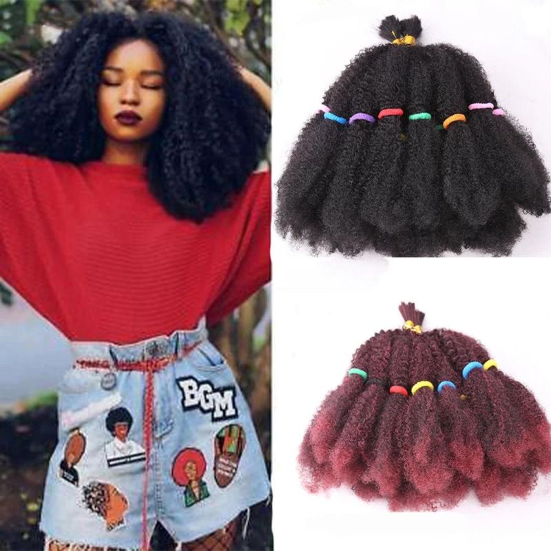 Afro Kinky Curly Bulk Synthetic Hair 14" Crochet Braid Hair for Women Hair