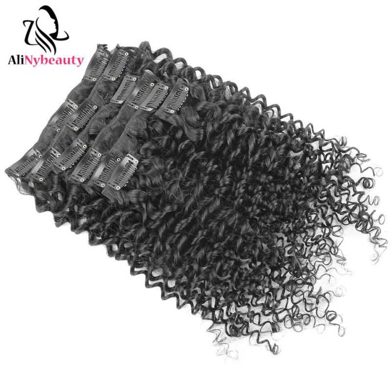 Jerry Curly Clip in Human Hair Extensions Natural Black Remy Hair