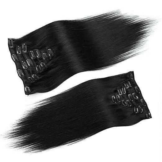 Aviva Brazilian Hair Extension Clip in Human Hair Extension 18inch 7PCS for Full Head (AV-CHL07-18-1B)
