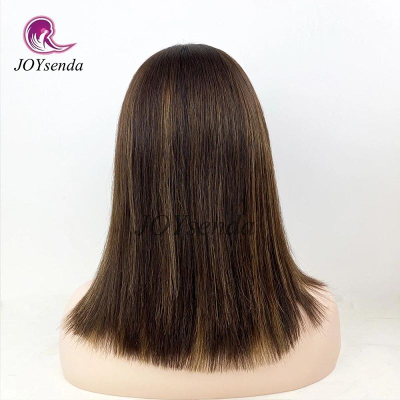 None Lace Silky Straight Bob Thick End Hair Wig Skin Silk Top Jewish Wig Kosher Wigs European Virgin Human Hair Double Drawn Weft