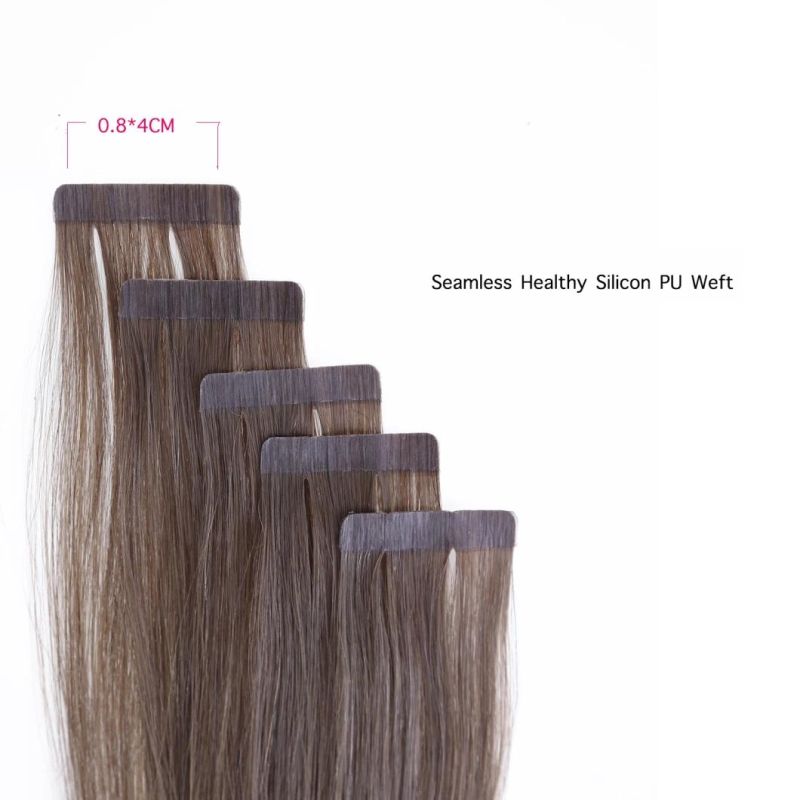 Tape Hair Extensions Real Human Hair Blonde Skin Weft Seamless Machine Remy Brown Glue Hair 50g #4/14/60 Gloden
