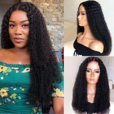 Wholesale 24 Inch Human Hair 4*4 Lace Front Wig Kinky Curly Wig Lace Front Closure Wig