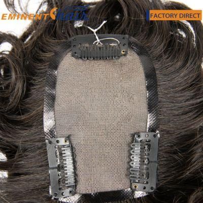 Remy Hair Fine Mono with Black PU Edge Topper with Clips
