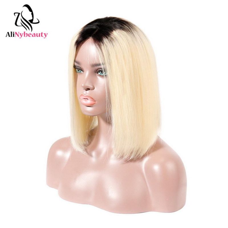 Color 1b/613 Brazilian Human Hair Lace Front Wig