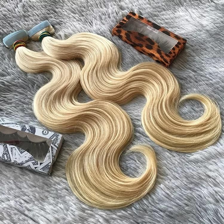 Wholesale Blonde Body Wavy Cuticle Aligned Human Hair Tape in Hair Extensions